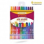 Карандаши восковые Crown «ArtStory», 12цв., выкручивающийся стержень, ПВХ, европодвес