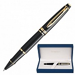 Ручка-роллер подарочная WATERMAN «Expert 3 Black Lacquer GT», черный лак, позолоченные детали, черная