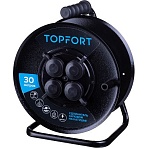 Удлинитель Topfort метал. КГ 3×2.5 кв. мм 30м 16А 4 гнезда с/з., с/загл., IP44