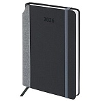 Ежедневник датированный 2026 А5 138×213 мм, BRAUBERG «Mosaic», под кожу, карман для ручки, черный