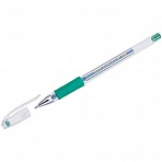 Ручка гелевая Crown «Hi-Jell Grip» зеленая, 0.5мм, грип