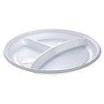 Тарелки одноразовые OfficeClean, набор 100шт., бюджет, ПС, белые, 3-х секционные, 20.5см