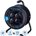 Удлинитель Topfort пласт. КГ 2×2.5 кв. мм 30м 16А 4 гнезда б/з., с/загл., IP44