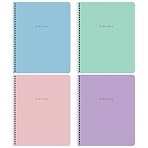 Тетради ДЭК А5 96 л. КОМПЛЕКТ 4 шт., BRAUBERG, гребень, клетка, 80 г/м2, Soft-Touch, «Minimal»