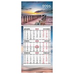 Календарь квартальный 2026г, 1 блок 1 гребень бегунок, МИНИ, офсет, BRAUBERG, Побережье
