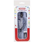 Готовальня ПИФАГОР, 8 предметов: циркуль 120 мм, чертежные принадлежности, металлический пенал