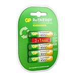 Батарейки аккумуляторные GP ReEnergy Ni-Mh КОМПЛЕКТ 4 шт. (ПРОМО 3+1), ААА (HR03), 950 mAh