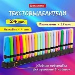 Набор текстовыделителей 24 ЦВЕТА на подставке, BRAUBERG «DELTA», 15 пастельных цветов + 9 неоновых цветов, линия 1-5 мм