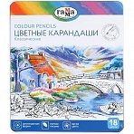 Карандаши цветные Гамма «Классические», 18цв, увелич. диаметр грифеля 3.3мм, заточен., метал. пенал