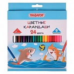 Карандаши цветные ПИФАГОР «Веселые акулята»24 цветаклассическиезаточенные181818