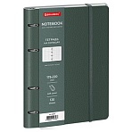 Тетрадь на кольцах А5, 180×220 мм, 120 л., под кожу, на резинке, BRAUBERG, СЕРЫЙ