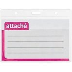 Бейдж Attache 120×87мм (113×70мм) гориз., металл зажим, булавка 10шт/уп