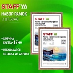 Рамка 30×40 см небьющаяся, КОМПЛЕКТ 2 шт., багет 17 мм, МДФ под дерево, STAFF «Carven», цвет мокко