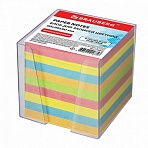 Блок для записей BRAUBERG в подставке прозрачной, куб 9×9×9 см, цветной