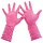 Перчатки хозяйственные латексные, хлопчатобумажное напыление, размер M (средний), розовые, PACLAN «Practi Comfort»