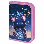 Пенал BRAUBERG с наполнением, 1 отделение, 1 откидная планка, 24 предмета, 21×14 см, «Night catcher»