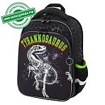 Ранец BRAUBERG QUADRO, 3 отделения, с брелком, «Tyrannosaur», светящийся рисунок, 37×28х18 см