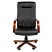 превью Кресло для руководителя Комус Мебель (Easy Chair) 430 чёрное (экокожа, металл с деревянными накладками)