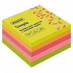 Стикеры 76×76 мм Attache Simple куб неоновые 5 цветов (1 блок, 400 листов)