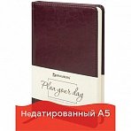 Ежедневник BRAUBERG недатированный, А5, 138×213 мм, «Imperial», под гладкую кожу, 160 л., бордовый, кремовый блок