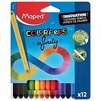 Карандаши цветные монолитные MAPED «Infinity», набор 12 цветов, трехгранные
