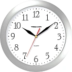 Часы настенные TROYKA 11170113, круг, серебристые, серебристая рамка, 29×29×3.5 см