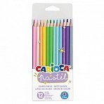 Карандаши цветные пастельные CARIOCA «Pastel», 12 цветов, шестигранные, заточенные, ПВХ чехол, 43034