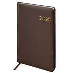 Еженедельник датированный 2026, А5, 145×215 мм, BRAUBERG «Select», балакрон, коричневый