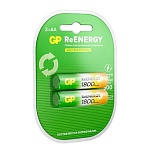 Батарейки аккумуляторные GP ReEnergy Ni-Mh пальчиковые КОМПЛЕКТ 2 шт., AA (HR6), 1800 mAh, 180AAHCRGY