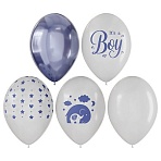 Воздушные шары, 10шт., М12/30см, MESHU «It's boy», пастель, ассорти