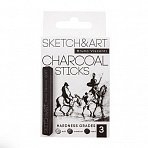 Уголь прессованный SKETCH&ART черный мягкий, средний, твердый 3шт/наб 25-001