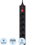 Сетевой фильтр Buro 600SH-16-3-B 3м (6 розеток) черный (коробка)