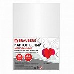 Картон белый А4 МЕЛОВАННЫЙ, 10 листов, в пакете, BRAUBERG, 200×290 мм