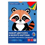 Набор картона БЕЛЫЙ + ЦВЕТНОЙ А4 немелованный, 10 листов (белый 4 листа + цветной 6 листов), в папке, BRAUBERG