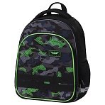 Ранец Berlingo Expert Plus «Black and green» 38×29×15см, 2 отделения, 2 кармана, анатомическая спинка