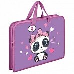 Папка на молнии с ручками ЮНЛАНДИЯ А4, 1 отделение, пластик, ширина 45 мм, «Sweet Panda»