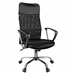 Кресло руководителя Helmi HL-E16 «Content», ткань/сетка/экокожа черная, хром