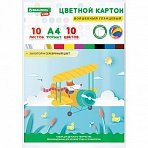 Картон цветной А4 МЕЛОВАННЫЙ ВОЛШЕБНЫЙ EXTRA, 10 л. 10 цв., в папке, BRAUBERG KIDS, 200×290 мм, «Лисенок-пилот»