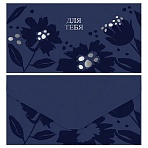Конверт для денег MESHU «Blue flowers», 85×164мм, soft-touch, фольга