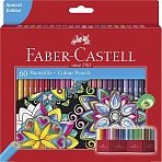 Карандаши цветные Faber-Castell, 60цв., заточен., картон. подставка, европодвес