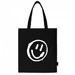 Сумка-шоппер BRAUBERG, канвас, 40×35 см, черный, «Smiley»