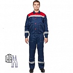 Костюм рабочий летний мужской л20-КПК с СОП синий/красный (размер 64-66, рост 182-188)