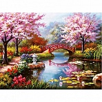 Картина стразами (алмазная мозаика) 30×40 см, ОСТРОВ СОКРОВИЩ «Японский сад», на подрамнике