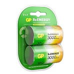 Батарейки аккумуляторные GP ReEnergy Ni-Mh КОМПЛЕКТ 2 шт., D (HR20), 3000 mAhB2