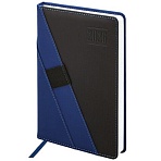 Ежедневник датированный 2026, А5, 138×213 мм, BRAUBERG «Swirl», под кожу, держатель для ручки, синий