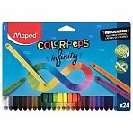 Карандаши цветные монолитные MAPED Infinity, набор 24 цвета, трехгранные