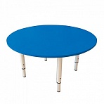 Стол детский круглый 800×800×400-580 мм, регулируемый, рост 0-3 (85-145 см), пластик синий, слоновая кость