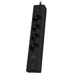 Сетевой фильтр Cablexpert Exnovo 4р/2м, 16А, 2хUSB, черный(EXN-4-CU2-B-2)