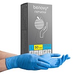 Перчатки нитриловые смотровые 50 пар (100 шт. )размер Lголубые BENOVY Nitrile ChlorinatedЧЗМ