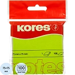 Блок-кубик Kores (75х75, неоновая, зеленая, 100л)